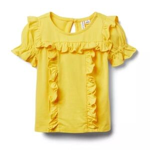 Janie and Jack | Yellow Puff Sleeve Ruffle Top | Size 4
